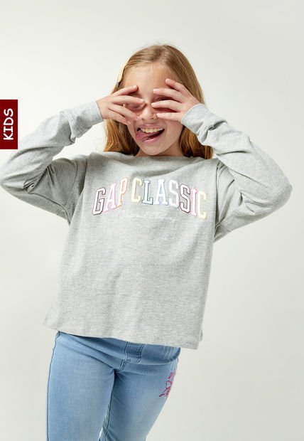 Camiseta Manga Larga  Gris-Multicolor GAP Kids