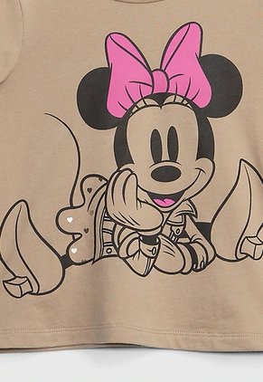 Camiseta Manga Larga Minnie Mouse Beige-Fucsia-Negro GAP Kids