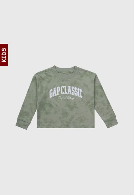 Camiseta Manga Larga Verde-Lila-Blanco GAP Kids