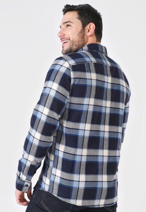 Camisa Azul Navy-Azul Celeste-Beige GAP