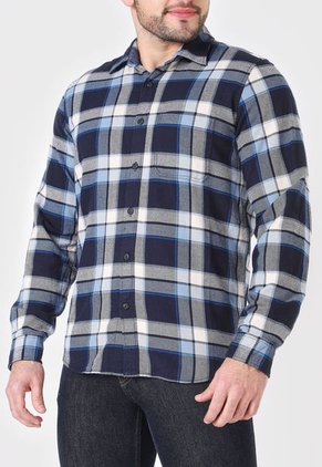 Camisa Azul Navy-Azul Celeste-Beige GAP