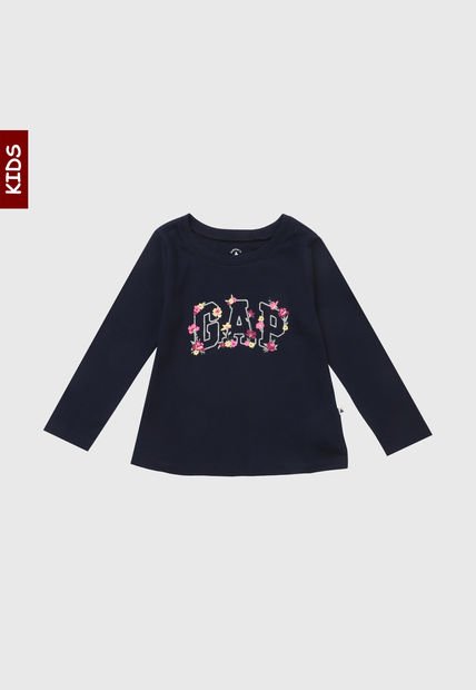 Camiseta Manga Larga Azul-Plateado-Rosa GAP Kids