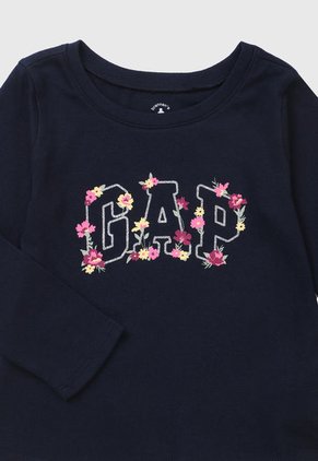Camiseta Manga Larga Azul-Plateado-Rosa GAP Kids