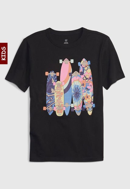 Camiseta Negro-Multicolor GAP Kids