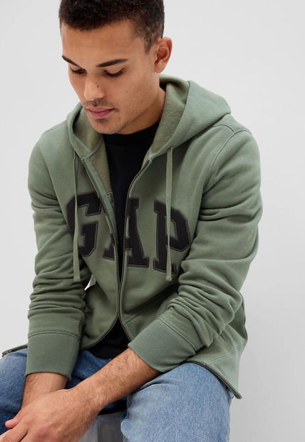 Hoodie Verde Oliva-Negro GAP