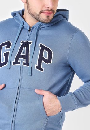 Hoodie Azul Petróleo-Azul Bavy-Blanco GAP