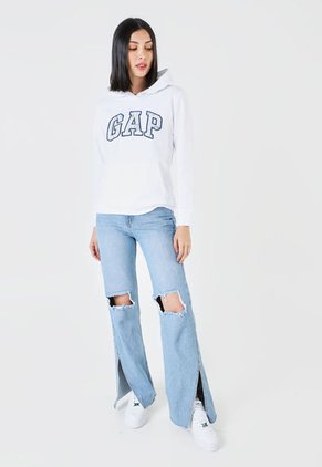 Hoodie Blanco-Azul Navy-Marfil GAP