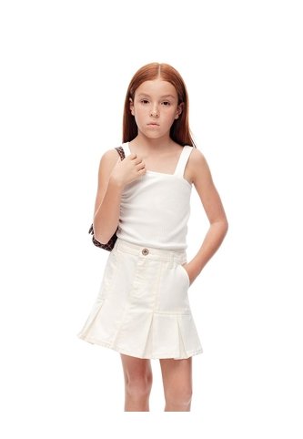 Falda Tiro Medio Denim Blanca Niña Blanco Gef