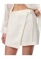 Falda Short Tiro Medio Cruzada Anudada Blanca Mujer Blanco de Gef