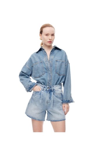 Short Tiro Alto Denim índigo Medio Mujer Azul Gef