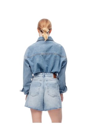 Short Tiro Alto Denim índigo Medio Mujer Azul