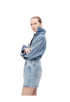 Short Tiro Alto Denim índigo Medio Mujer Azul