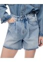 Short Tiro Alto Denim índigo Medio Mujer Azul de Gef