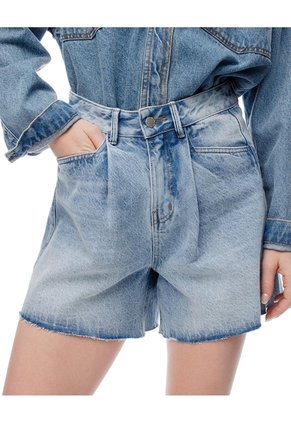 Short Tiro Alto Denim índigo Medio Mujer Azul