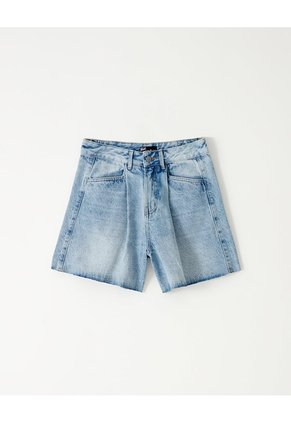 Short Tiro Alto Denim índigo Medio Mujer Azul