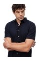 Camisa Manga Corta Regular Lino Azul Hombre Azul de Gef