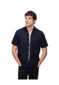 Camisa Manga Corta Regular Lino Azul Hombre Azul de Gef