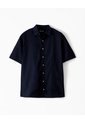 Camisa Manga Corta Regular Lino Azul Hombre Azul de Gef