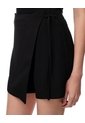 Falda Short Tiro Medio Cruzada Anudada Negra Mujer Negro de Gef