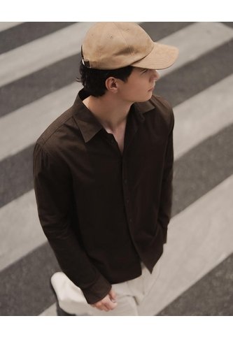 Camisa Regular Manga Larga Chocolate Hombre Chocolate Gef
