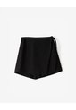 Falda Short Tiro Medio Cruzada Anudada Negra Mujer Negro de Gef