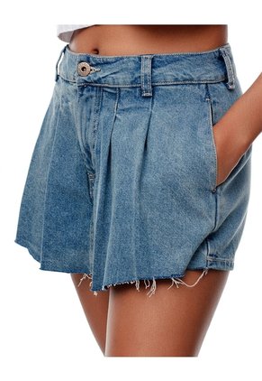 Falda Short Tiro Medio Denim índigo Medio Mujer Azul
