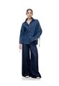 Camisa Oversize Manga Larga índigo Medio Mujer Azul Oscuro de Gef