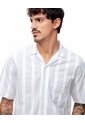 Camisa Manga Corta Regular Algodón Rayas Hombre Blanco de Gef