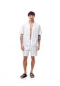 Camisa Manga Corta Regular Algodón Rayas Hombre Blanco de Gef