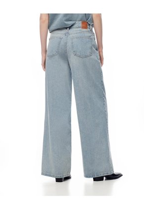 Jean Wide Leg Tiro Alto índigo Medio Mujer Azul