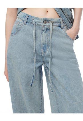 Jean Wide Leg Tiro Alto índigo Medio Mujer Azul