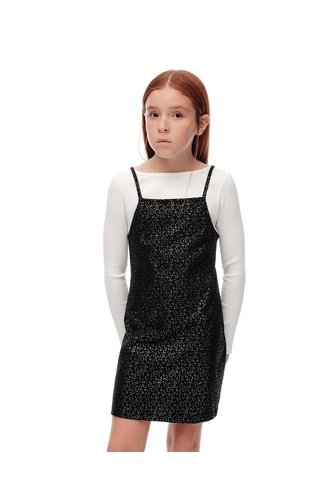 Conjunto Vestido + Camibuzo Negro Brillos Niña Negro Gef