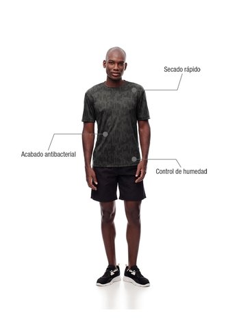 Camiseta Deportiva Control Humedad Estampada Hombre Gris Gef