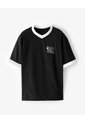 Camiseta Oversize Negra Estampada Niño Negro de Gef