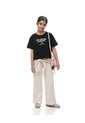 Camiseta Oversize Algodón Negra Niña Negro de Gef
