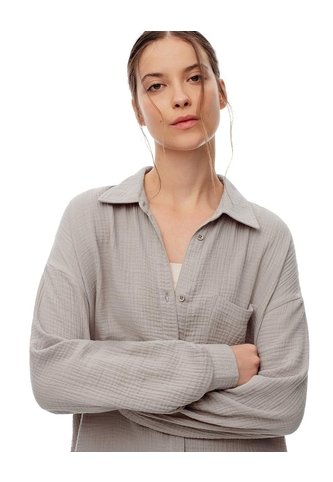 Camisa Relax Manga Larga Algodón Taupe Mujer Marron Claro Gef