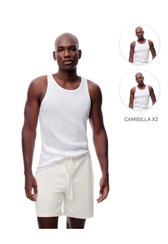 Camisilla Slim Rib Algodón X2unds Blanca Hombre Blanco Gef