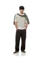 Camiseta Manga Corta Regular Tejido De Punto Rayas Hombre Verde de Gef