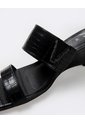 Sandalias Mule De Tacón Ancho Negras Mujer Negro de Gef