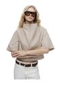 Camisa Oversize Manga Corta Cuello Alto Caqui Mujer Beige de Gef