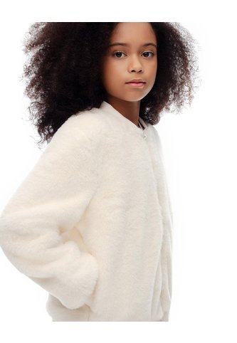 Chaqueta Bomber Efecto Peluche Crema Niña Beige Gef