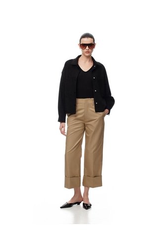Pantalón Culotte Tiro Medio Caqui Mujer Beige Gef