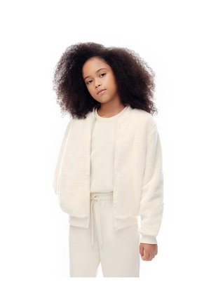 Chaqueta Bomber Efecto Peluche Crema Niña Beige