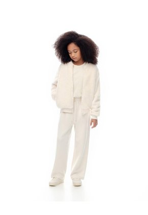 Chaqueta Bomber Efecto Peluche Crema Niña Beige