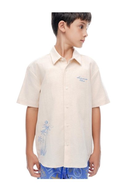Camisa Regular Manga Corta Arena Beige