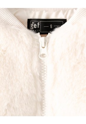 Chaqueta Bomber Efecto Peluche Crema Niña Beige
