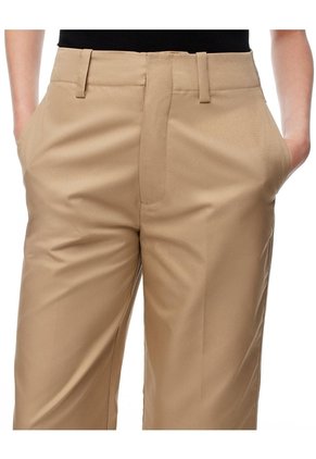 Pantalón Culotte Tiro Medio Caqui Mujer Beige