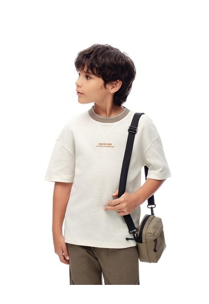 Camiseta Regular Algodón Vainilla Niño Beige