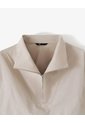 Camisa Oversize Manga Corta Cuello Alto Caqui Mujer Beige de Gef