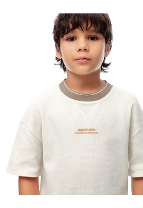 Camiseta Regular Algodón Vainilla Niño Beige